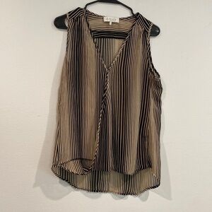 WAYF Tan and Black Striped Sheer Tank Top Blouse - Size Medium